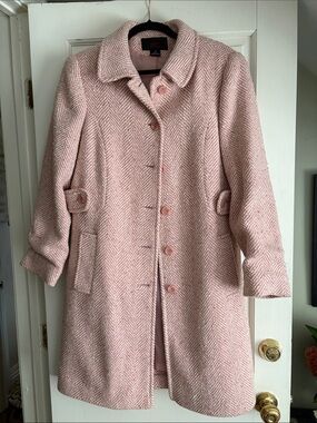 Vintage Jones New York Blush Pink Herringbone Pea Coat